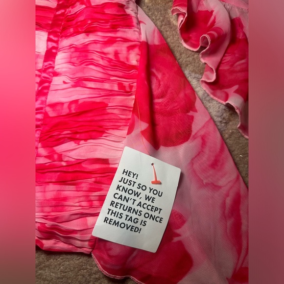 ASOS LUXE chiffon ruched corset long sleeve mini dress in pink floral - Picture 8 of 14